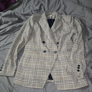 Preston & York Navy and Cream Plaid Blazer